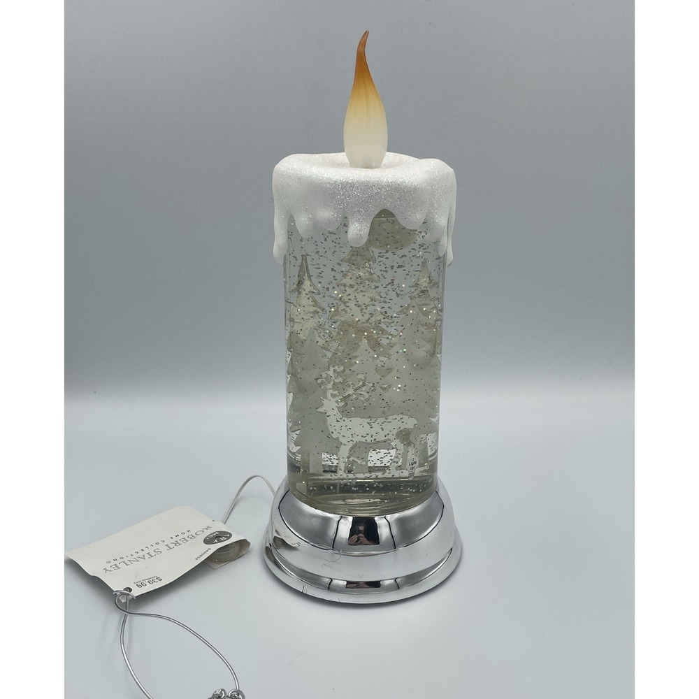 Robert Stanley Christmas Light Up Candle Flameless LED Glitter Snow Globe Deer - Picture 3 of 17